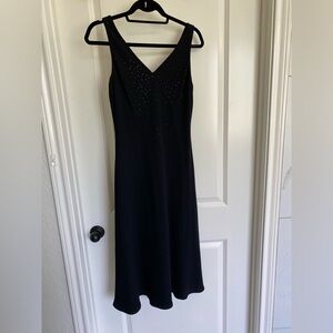 Amanda Smith Black Sheath Midi Dress V-Neck Sleeveless